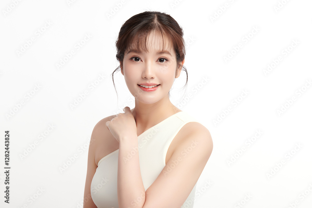 Beautiful young asian woman with clean fresh skin on white background, Face care, Facial treatment, Cosmetology, beauty and spa, Asian women portrait. Beautiful young asian woman with clean fresh skin on white background, Face care, Facial treatment, Cosmetology, beauty and spa, Asian women portrait.