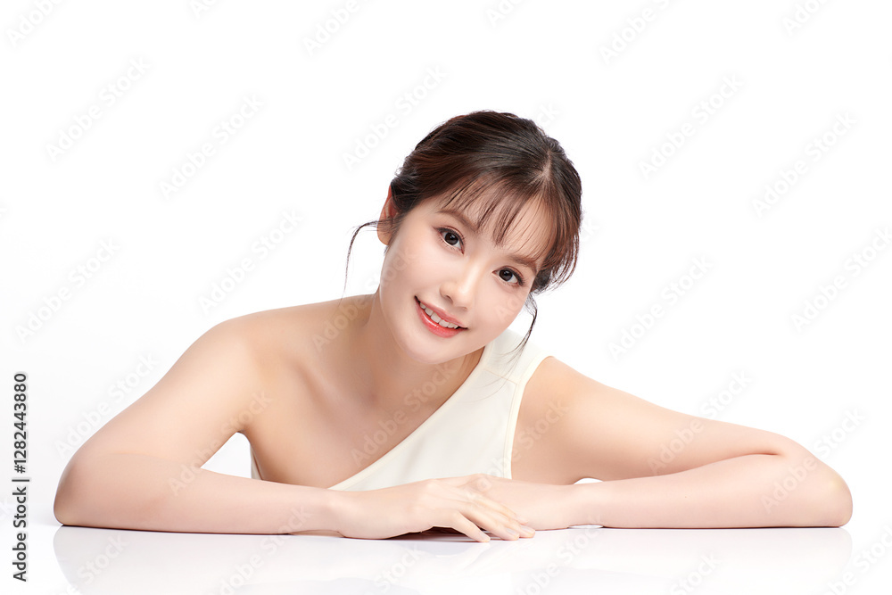 Beautiful young asian woman with clean fresh skin on white background, Face care, Facial treatment, Cosmetology, beauty and spa, Asian women portrait. Beautiful young asian woman with clean fresh skin on white background, Face care, Facial treatment, Cosmetology, beauty and spa, Asian women portrait.