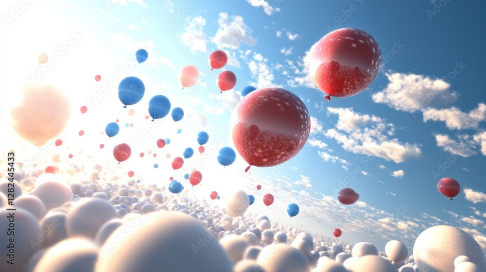 A Dreamy Sky Filled with Colorful Balloons A Dreamy Sky Filled with Colorful Balloons