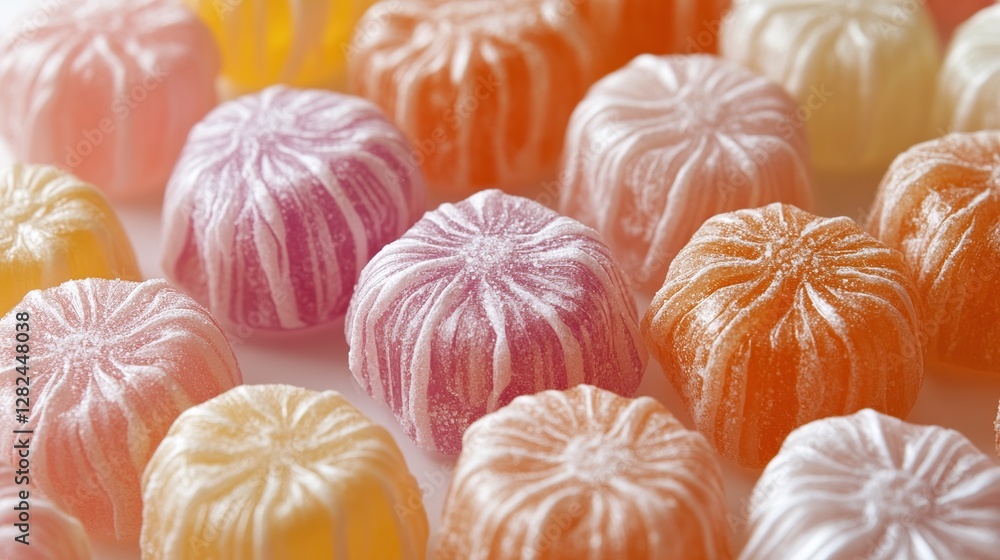 Colorful round hard candies close-up on white background Colorful round hard candies close-up on white background