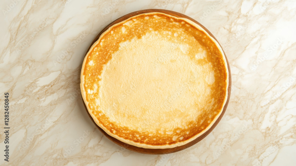 Deliciously Cooked Pancake on Marble Surface Ready for Toppings Deliciously Cooked Pancake on Marble Surface Ready for Toppings