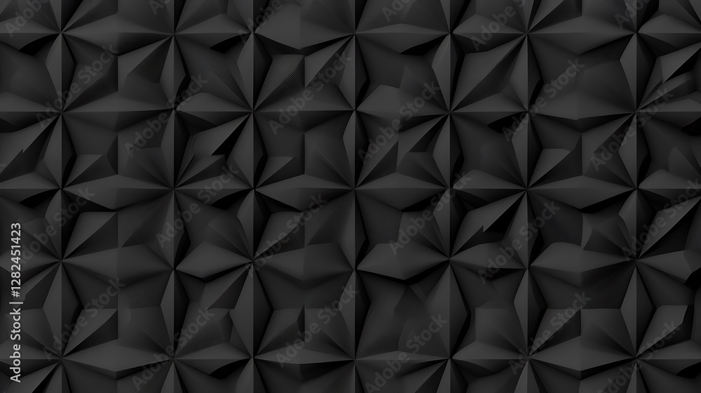 Fototapeta premium Abstract Black Geometric Pattern: 3D Star-Shaped Polygonal Texture