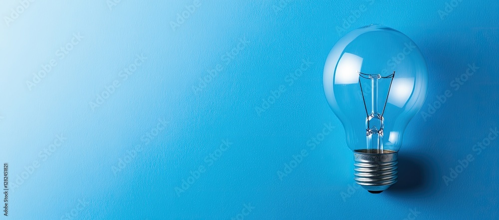 Single lightbulb on vibrant blue background Single lightbulb on vibrant blue background