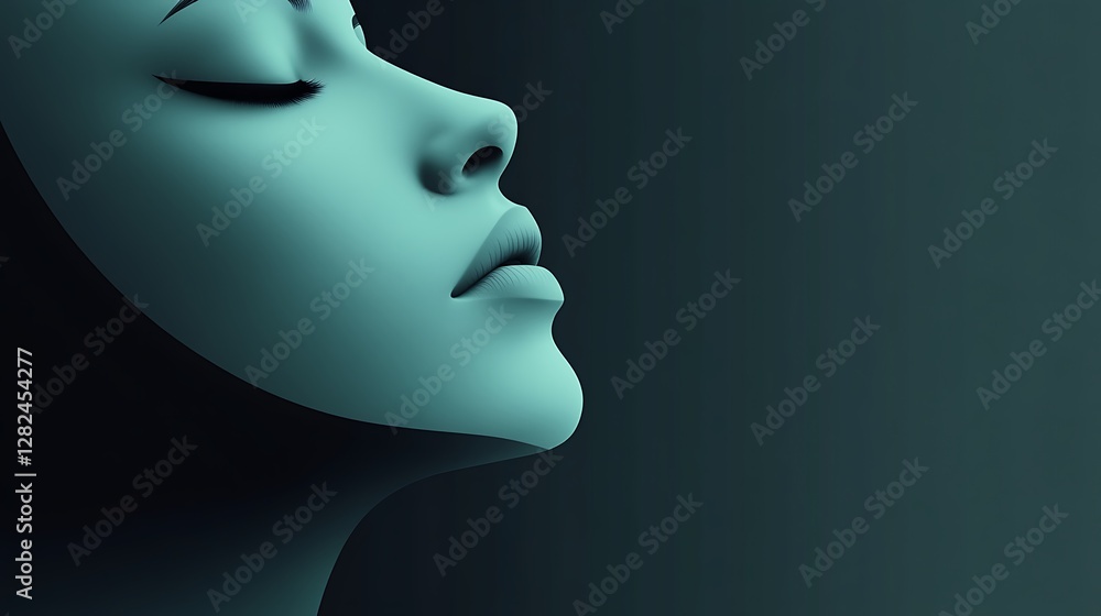 Serene Teal: A Digital Portrait of Tranquility Serene Teal: A Digital Portrait of Tranquility