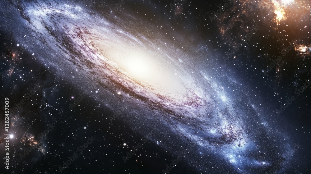 Obraz premium Giant radio wave jet stretches across cosmic expanse, revealing the universe's hidden wonders. 
