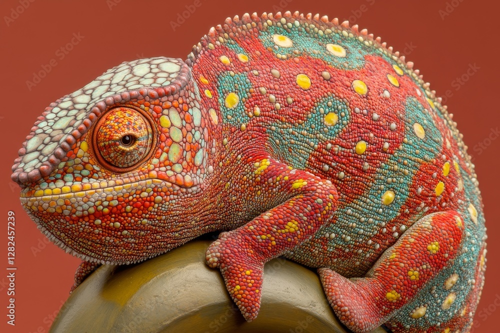 Obraz premium Panther chameleon Furcifer pardalis Ambilobe 2 years old endemic from madagascar