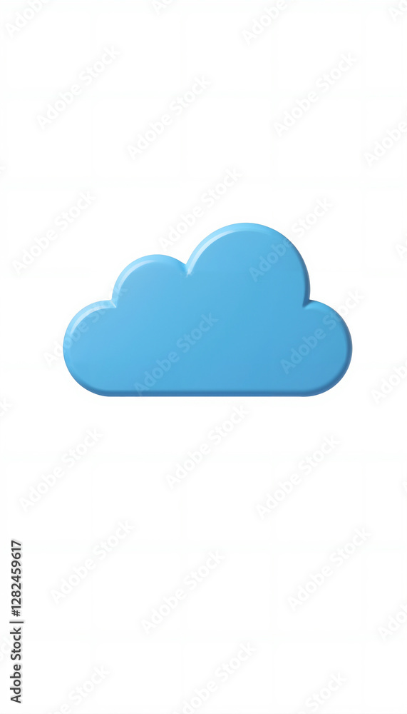 Simple 3D Blue Cloud Icon on a White Background Simple 3D Blue Cloud Icon on a White Background