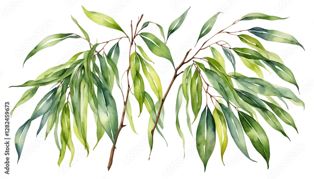 Obraz premium Weeping Willow Leaf watercolor png