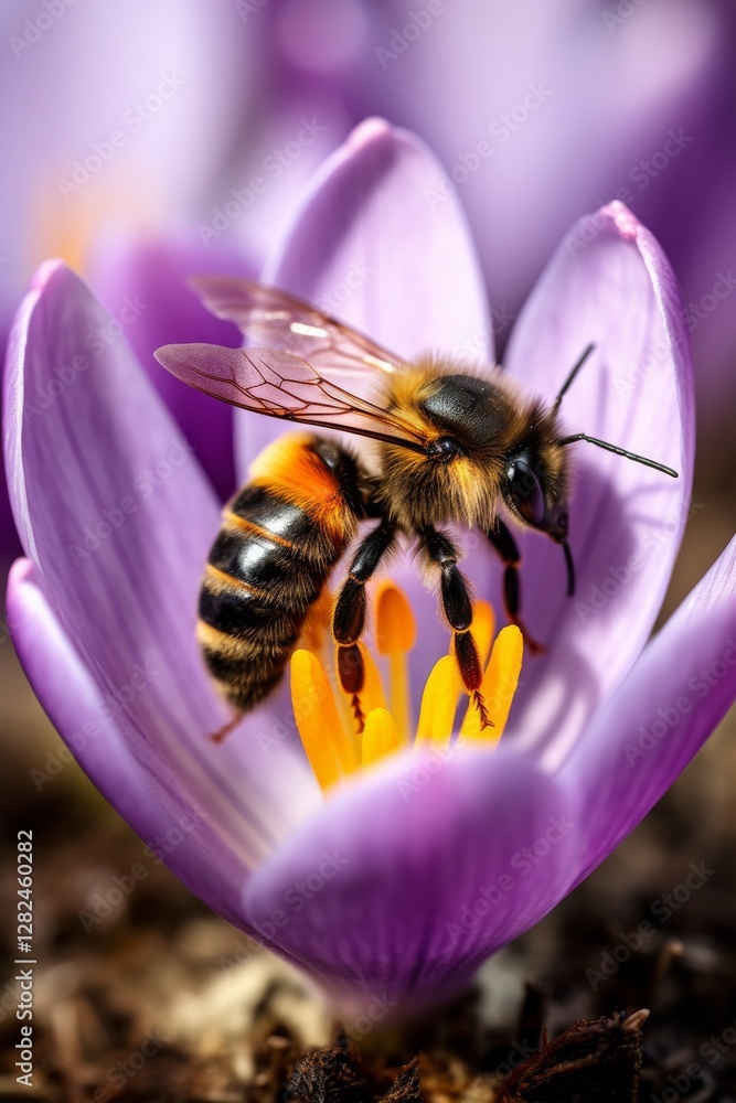 Fototapeta premium 'Beetle on flower petals amid purple blooms'