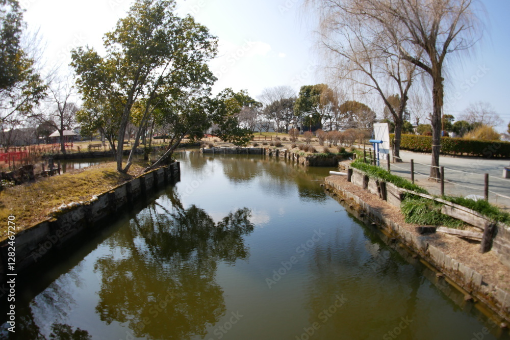広角魚眼レンズで撮る田舎の公園風景 広角魚眼レンズで撮る田舎の公園風景