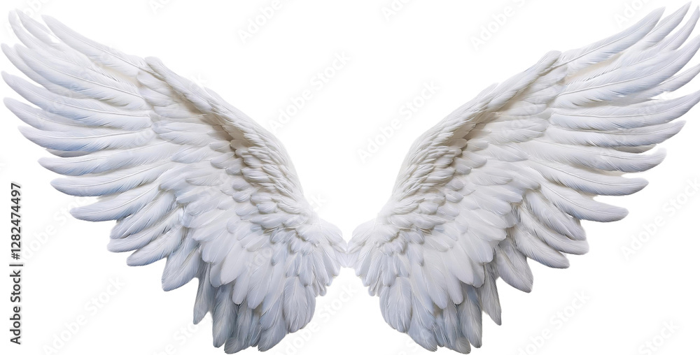 Obraz premium Majestic white angel wings isolated transparent background feathery divine heavenly