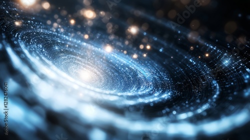 Rippling spacetime waves with glowing energy lines, revealing intricate gravitational patterns in the cosmos.
