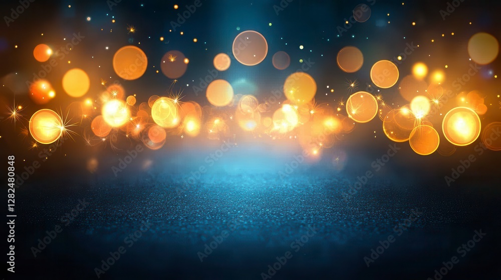 Festive bokeh lights, dark blue background, sparkle Festive bokeh lights, dark blue background, sparkle