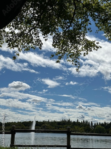 Wallpaper Mural Lake Park with beautiful blue sky. Torontodigital.ca