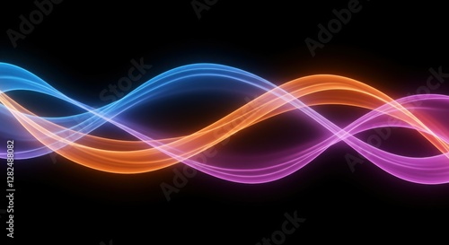 Wallpaper Mural colorful waves, abstract light trails, flowing energy, vibrant spectrum, smooth curves, dynamic motion, neon glow, black background, ethereal ribbons, futuristic design, digital art, minimalist compos Torontodigital.ca