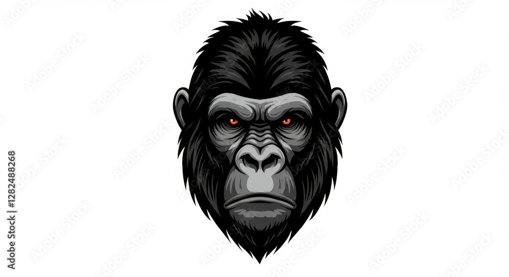 fierce gorilla face, bared teeth, snarling expression, black fur, intense eyes, detailed illustration, high contrast, dark background, realistic rendering, aggressive pose, primate portrait, wildlife fierce gorilla face, bared teeth, snarling expression, black fur, intense eyes, detailed illustration, high contrast, dark background, realistic rendering, aggressive pose, primate portrait, wildlife