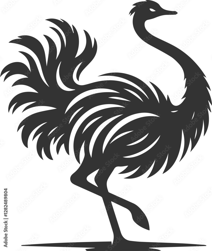 Obraz premium Ostrich shaking its whole body animal vector silhouette