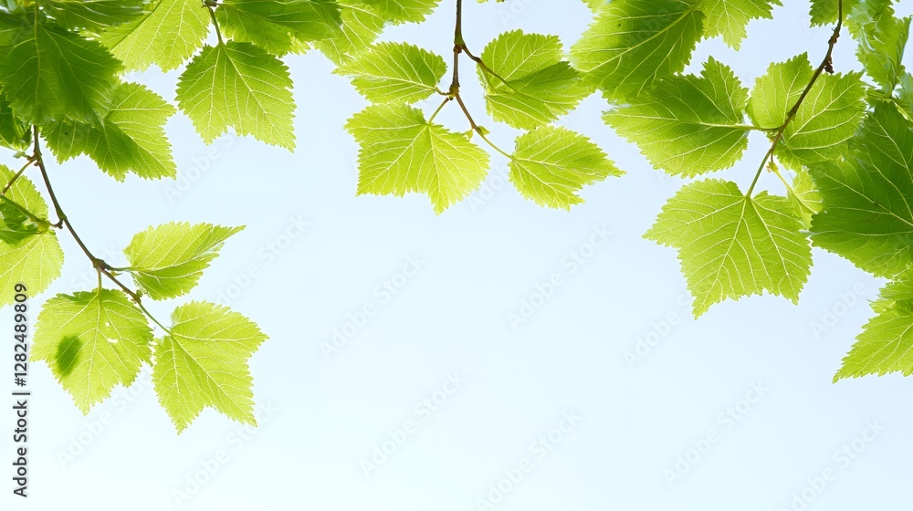 Bright Green Leaves Against a Light Blue Sky Bright Green Leaves Against a Light Blue Sky