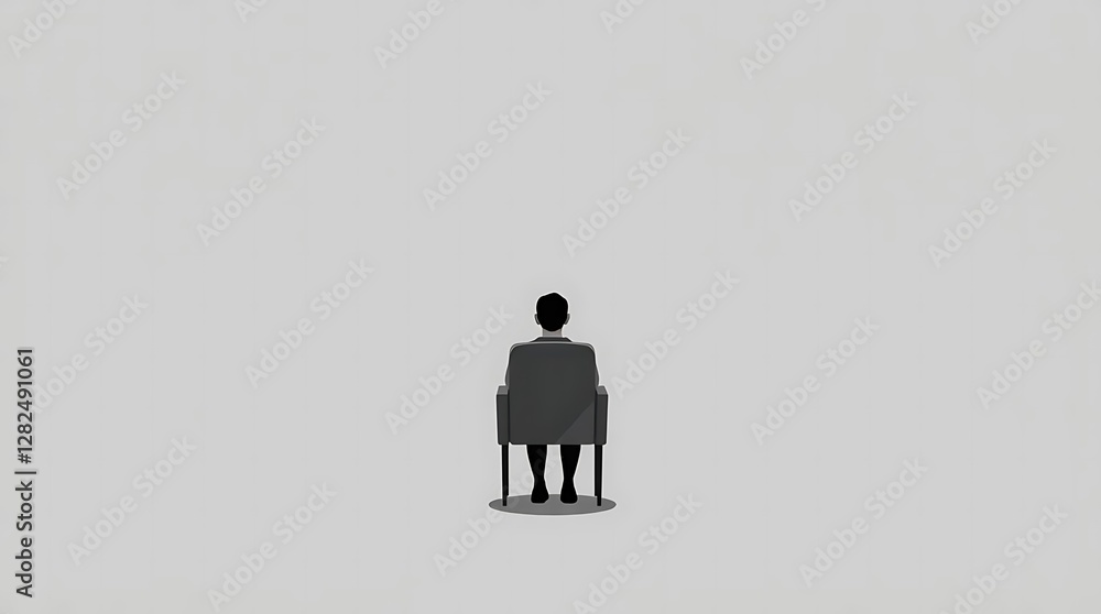A minimalist digital illustration of a person sitting alone in a chair, using a restricted palette of greys and subtle shading to achieve a contemplative mood, in a square format. A minimalist digital illustration of a person sitting alone in a chair, using a restricted palette of greys and subtle shading to achieve a contemplative mood, in a square format.