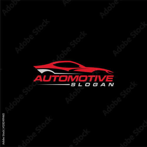 automotive logo design with car, speedometer and gear