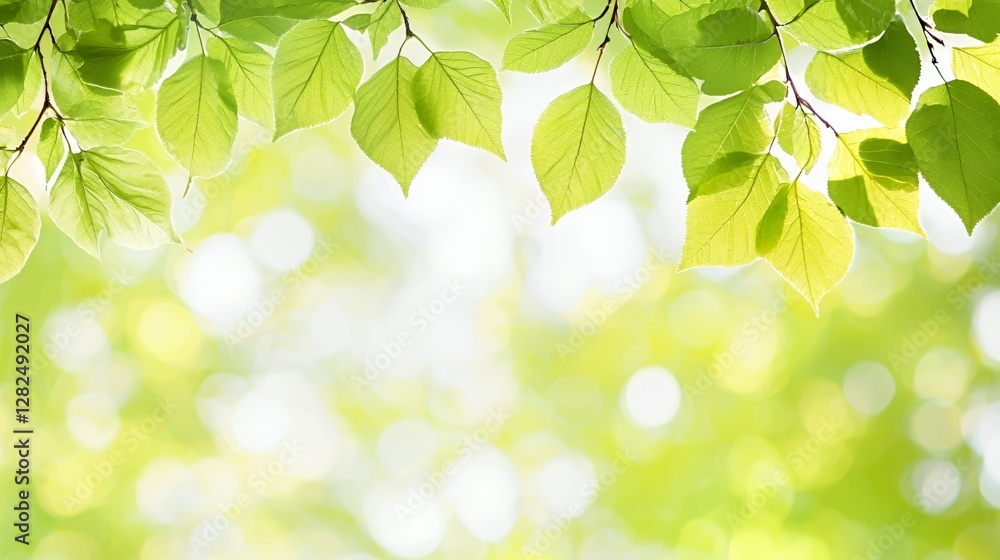 Bright Green Leaves and Bokeh Background Bright Green Leaves and Bokeh Background
