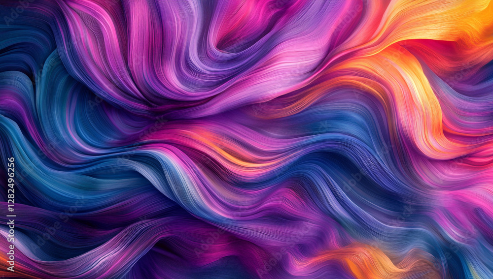 Modern abstract design with neon pink and purple waves blending together Modern abstract design with neon pink and purple waves blending together