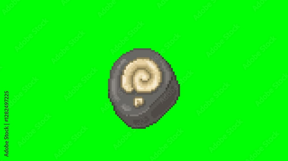 Ammonite fossil, pixel art object animation Ammonite fossil, pixel art object animation