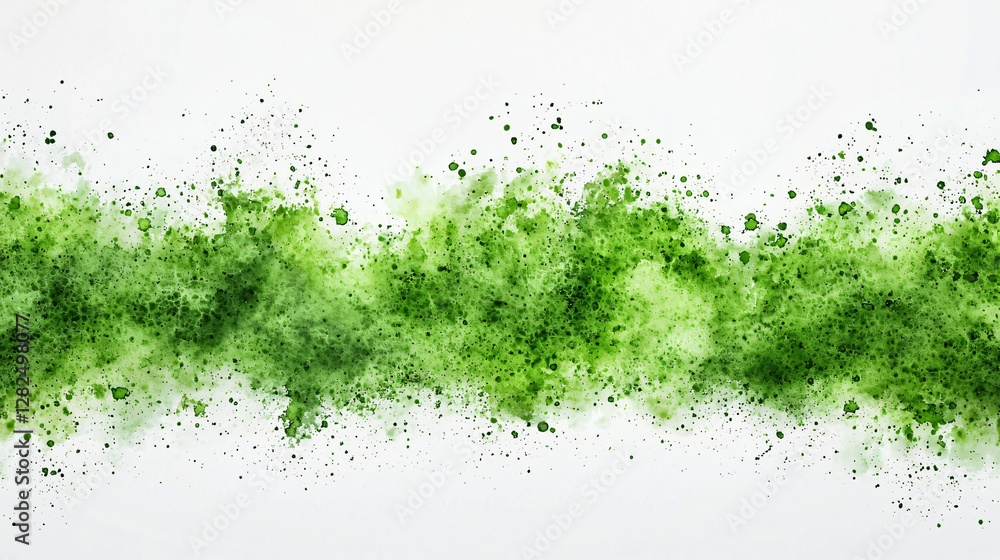 Green powder explosion, white background, design element Green powder explosion, white background, design element