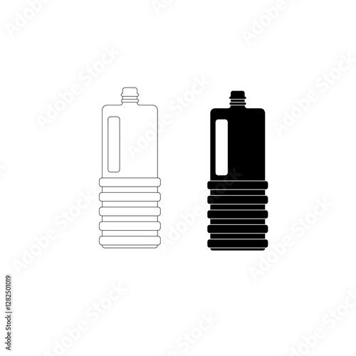 Eco-friendly reusable water bottle icon with a collapsible design. Ideal for sustainable living, outdoor activities, and zero waste concepts. Features a modern grip texture. Available in line and sol
