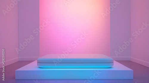 Minimalist product display  pastel backdrop  studio lighting  website mockup