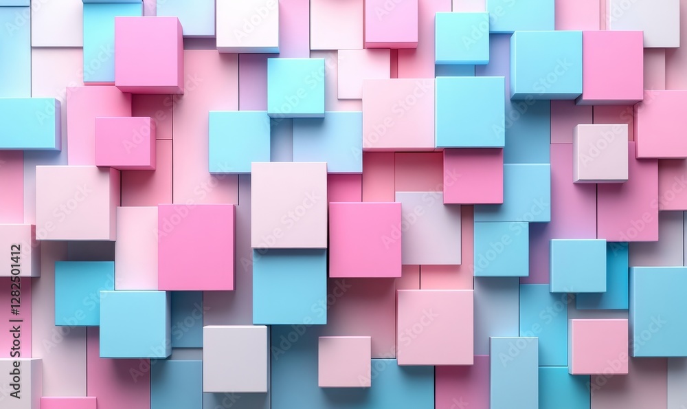 Abstract dynamic network with cubes and pastel tones, 3D render, Generative AI Abstract dynamic network with cubes and pastel tones, 3D render, Generative AI