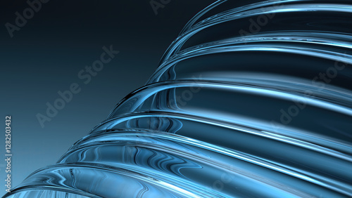 Wallpaper Mural Blue glass undulating board curve representing modern delicacy of dark background Elegant and Modern 3D Rendering abstract background Torontodigital.ca