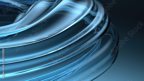 Wallpaper Mural Luxurious elegant and modern 3D Rendering abstract expressed by the curves of a wavy blue glass board and dark background Torontodigital.ca