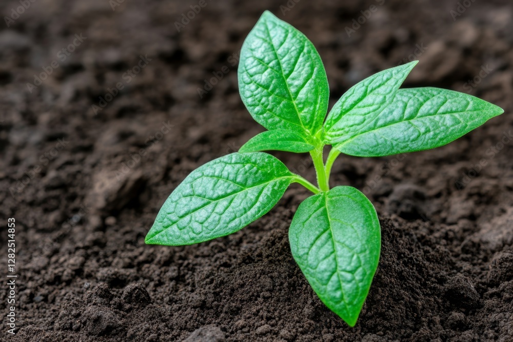 young sprout growing in the soil, generative AI young sprout growing in the soil, generative AI