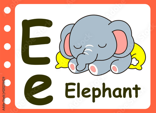 letter E for elephant. kids learning game