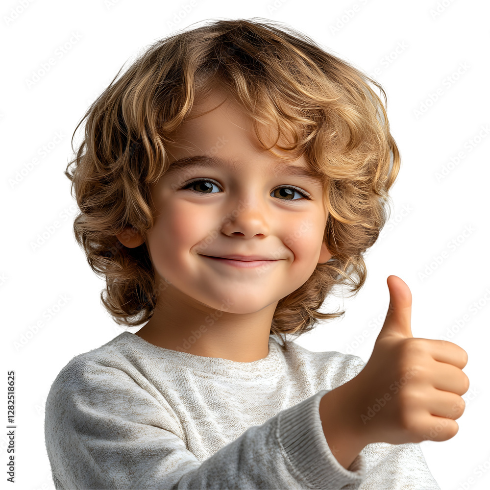 Cheerful Young Boy Smiling With Thumbs Up Against Soft White Background Cheerful Young Boy Smiling With Thumbs Up Against Soft White Background