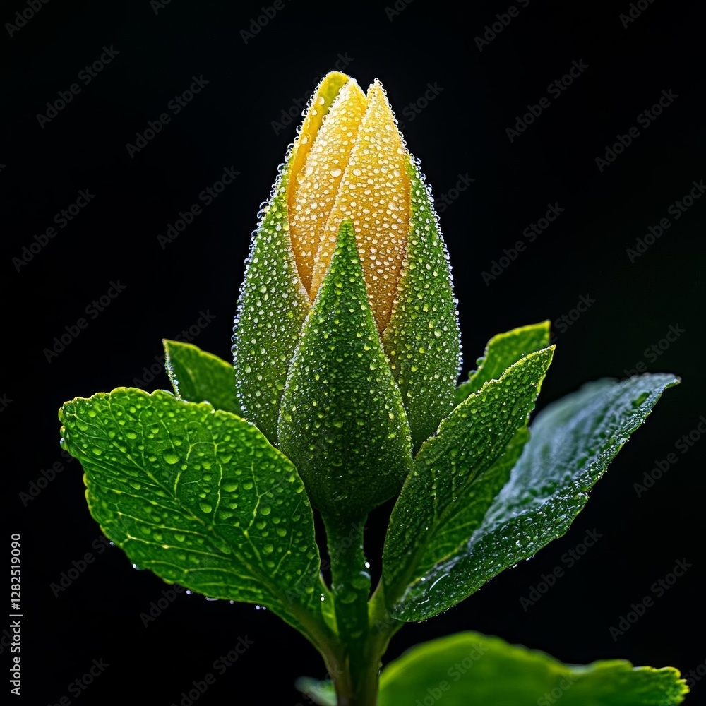 New flower buds in a garden after rain, symbolizing the start of new life New flower buds in a garden after rain, symbolizing the start of new life