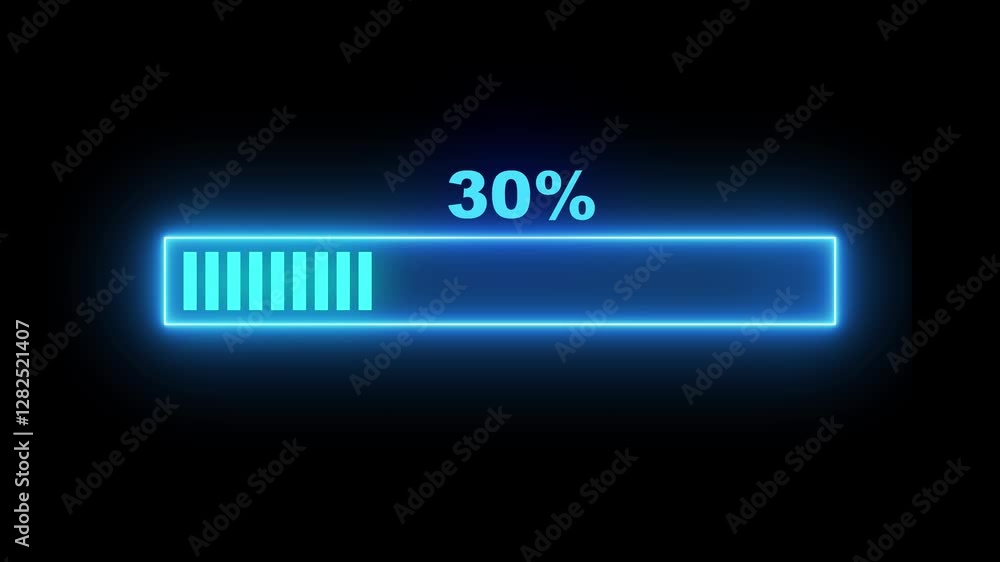 glowing neon-style loading bar animation isolated on black background, waiting, processing concept glowing neon-style loading bar animation isolated on black background, waiting, processing concept