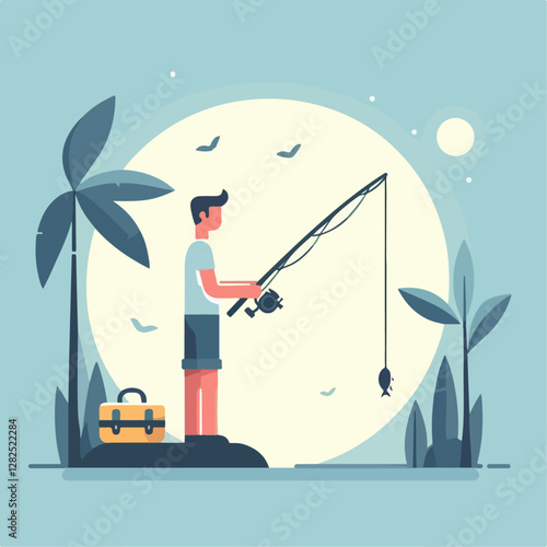 illustration of person fishing