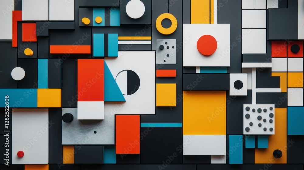 Colorful geometric shapes arranged in a modernist abstract composition Colorful geometric shapes arranged in a modernist abstract composition