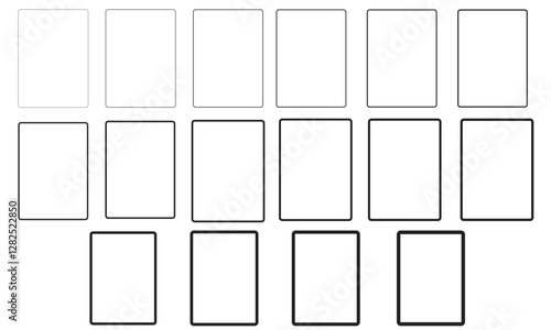 Round Rectangle Frames and borders with different line weight. Classic rectangle borders for Stationary, Greeting Cards, Birthday Cards, Christmas Cards, Wedding Invitations and Invite. Black Frames