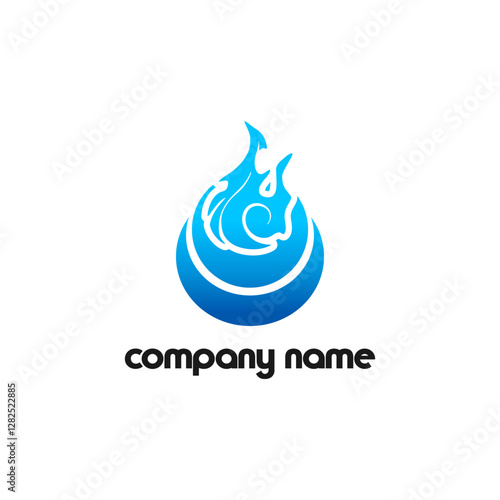 blue fire ball logo simple.eps