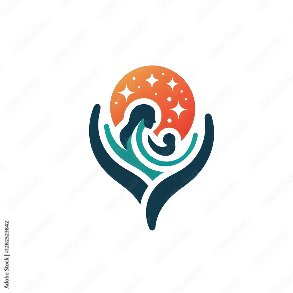 custom made wallpaper toronto digitalAI Generate of Stylized, abstract, icon, logo, illustration of a mother tenderly holding her child, love, care, and maternal bond. Harmonious, heartfelt design, Mother’s Day, parenting, family care.