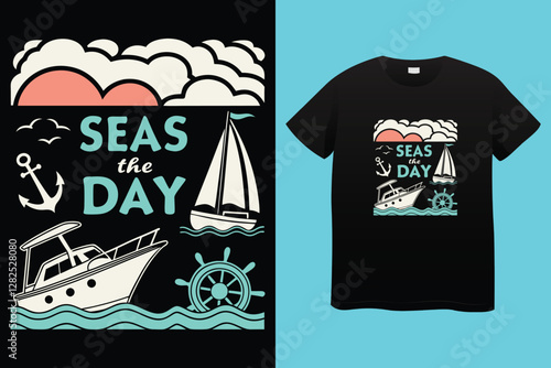 France Saint Tropez Les Voiles De Provence-Alpes-Cote d'Azur slogan print with hand-drawn sailboat illustration for graphic tee t-shirt or poster.