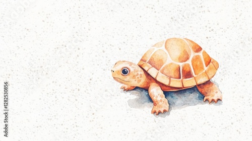 Cute Watercolor Turtle on White Background
