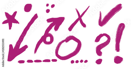 Purple pink hand drawn arrow sign symbol