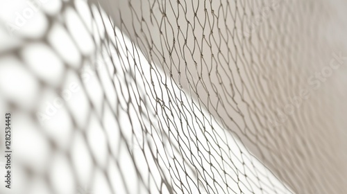 Abstract background with the shadow of a net on a white wall, with light and soft tones, in a minimalistic style, focusing on texture and shape, with clear edges for text or product display,