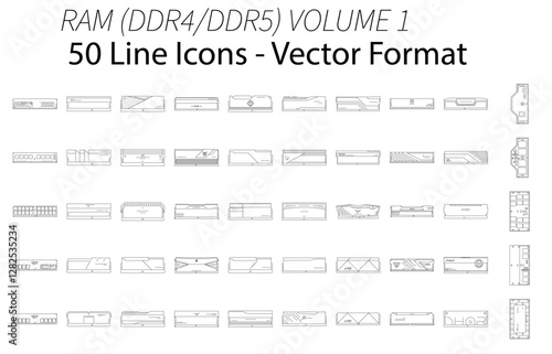 RAM icons, Memory icons - DDR4, DDR5, CAMM2 memory as vector icon set to be customised and/or edited to your personal needs and liking