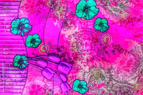Multi flower and leaf digital shirt design 