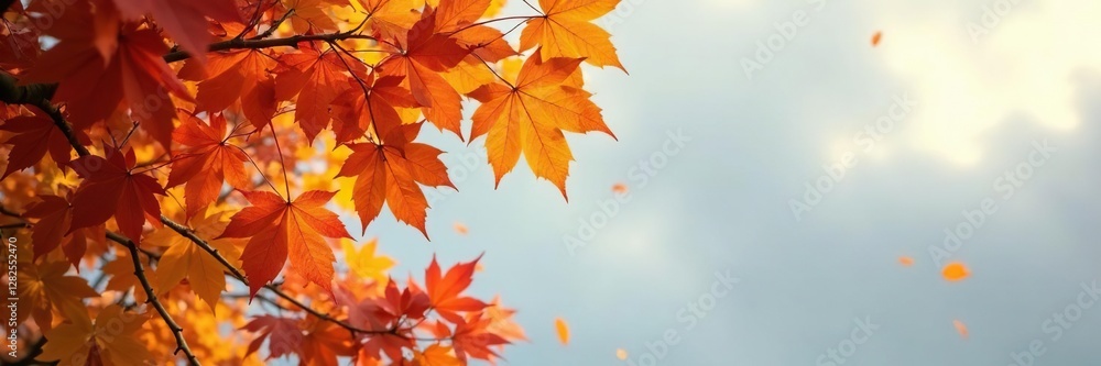 golden hues of autumn leaves against a gray sky, nature, fall colors golden hues of autumn leaves against a gray sky, nature, fall colors